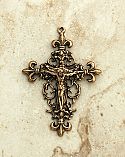 BRC12 - Antique Bronze Crucifix, Fleur de Lis, 2 1/4 in.