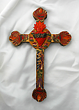 MXC14 - Mexican Hand Painted Cross, 12 in.