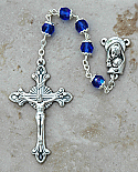 DR104B - Italian Cut Glass, Capped Rosary, Blue