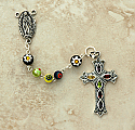 SSR26 - Sterling Silver Rosary, Hand Blown Glass with Multi-Stone Cross