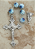 DR120LB - Italian Murano Glass Rosary, Light Blue