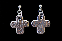SSE16 - Sterling Silver Earrings, Hammered Cross