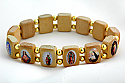 BP06LW - Brazilian Wood Bracelet, Light Wood, Gold Beads