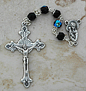 DR104BK - Italian Cut Glass, Capped Rosary, Black