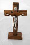 BA68438 - Brazilian Wood Wall Crucifix with Removable Stand, Silver Corpus