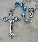 DR104AQ - Italian Cut Glass, Capped Rosary, Aqua