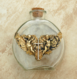 VHWB9 - Vintage Style Holy Water Bottle, Angels with Swarovski Crystal Cross