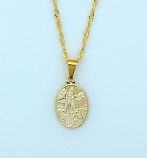 BMF592 - Brazilian Necklace, Gold Plated, Fatima, 20 in. Chain