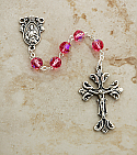 SSR41 - Sterling Silver Rosary, Swarovski Crystal, Pink