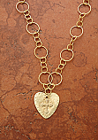 SSN38 - Gold Over Sterling Silver Hammered Heart with Cross on Vermeil, Circle Link Chain