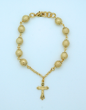 BPS130 - Brazilian Gold Plated Rosary Bracelet, 8 mm. Matte Beads