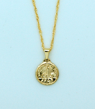 BMF333 - Brazilian Necklace, Gold Plated, Fatima, 20 in. Chain