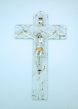 IG2971 - Italian Genuine Murano Glass Crucifix, Pebbled Gold, 9 1/2 in.