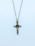 SSN112 - Sterling Silver Necklace, Small St. Benedict Cross, 16 in. Sterling Silver Chain