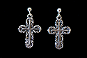 SSE8 - Sterling Silver Earrings, Filigree Cross