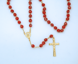 PML900R - 8 mm. Luminous Glass Rosary from Fatima, Red