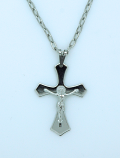 BCR31 - Brazilian Crucifix Necklace, Stainless Steel, 1 1/2 in., 20 in. Chain