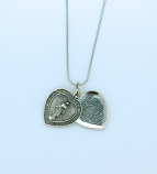 SSN45 - Sterling Silver Necklace, Miraculous Medal Heart with Our Father Prayer, 18 in. Sterling Silver Chain