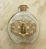 VHWB5 - Vintage Style Holy Water Bottle, Guadalupe Medal