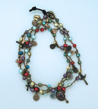LA11337-M - Multi-Colored Freshwater Pearl Wrap Bracelet