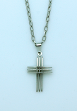 BCR12 - Brazilian Cross Necklace, Stainless Steel, 1 1/8 in., 20 in. Chain