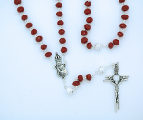 PTF004R - 8 mm. Red Crystal Rosary with Silver Our Father Beads from Fatima