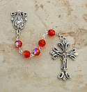 SSR38 - Sterling Silver Rosary, Swarovski Crystal, Flame Orange