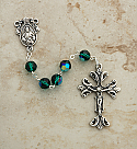 SSR35 - Sterling Silver Rosary, Swarovski Crystal, Emerald Green