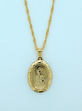 BMF594 - Brazilian Necklace, Gold Plated, Large Fatima, 20 in. Chain