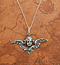 SSN105 - Sterling Silver Angel Face with Wings on Sterling Silver Chain