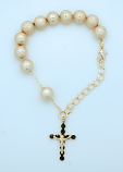 BPS140 - Brazilian Gold Plated Rosary Bracelet, 10 mm. Matte Beads