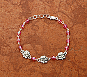 SSB10 - Pink Swarovski Crystal Bracelet with Three Sterling Silver Roses