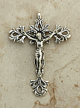 SSC31 - Sterling Silver Crucifix, Latin America, Living Vine, 19th Century, 3 in.