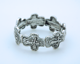CU4608S - Metal Cross Bracelet, Silver, On Elastic