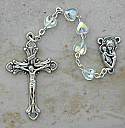 DR224W - Italian Glass Heart Rosary, Clear AB