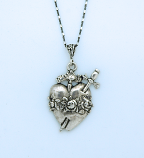 SSN99 - Sterling Silver Heart with Sword on Sterling Silver Chain