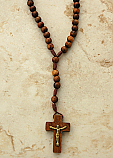 BTE01C - Brazilian Rosary Necklace, Brown Wood with Clasp